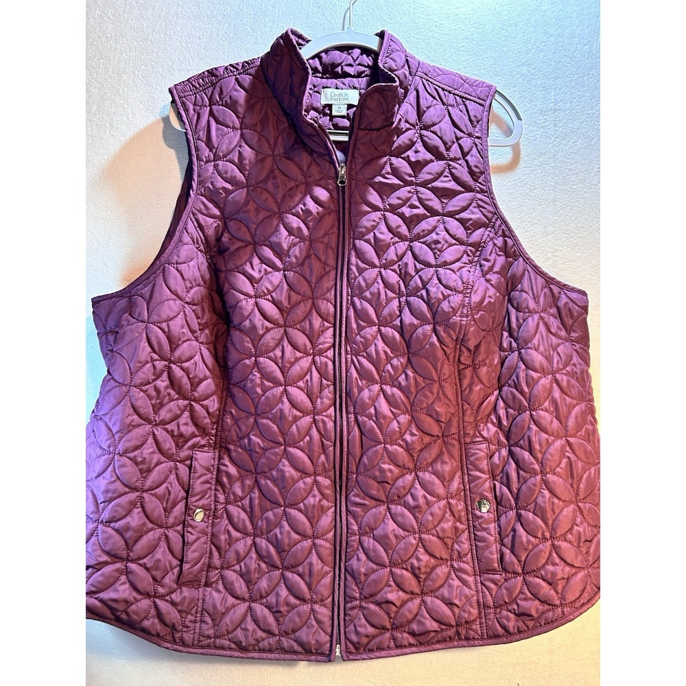 Croft & Barrow Women's Plus 2X Purple Mid-Length Full-Zip‎ Vest w/ Pockets